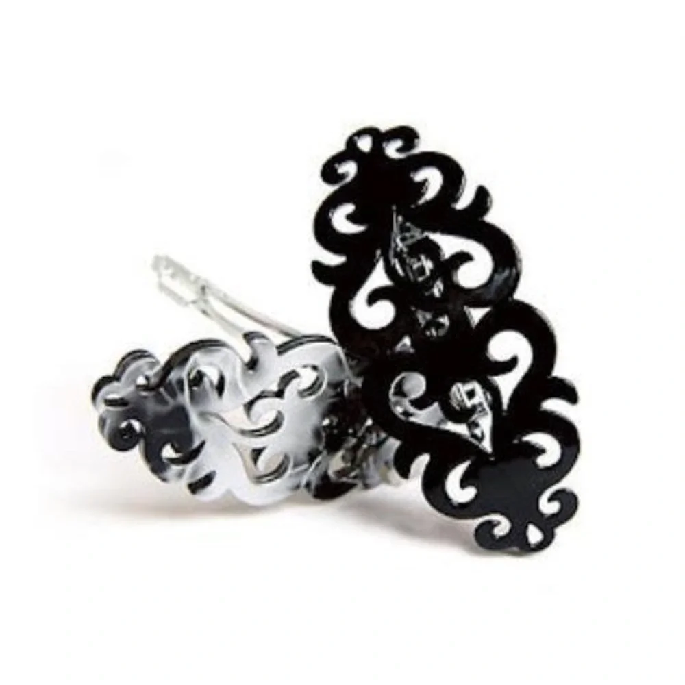 Goody Classics Elegant Filigree Barrettes Black Silver Gray 2Pc Pack Item #03612